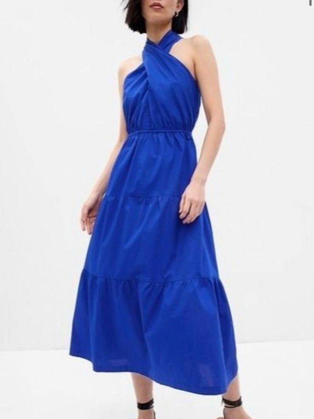 GAP Royal Blue Cross Neck Maxi Dress